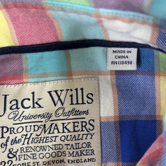 Jack Wills Shirt Mens Medium Multicolor Plaid England Long Sleeve Button Up Logo - Picture 13 of 13